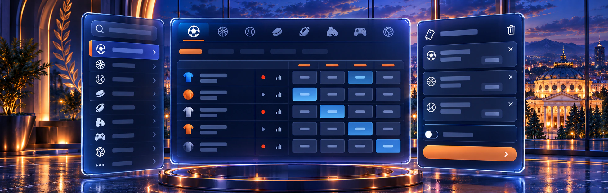 Interfața pe trei panouri a sportsbook-ului 20Bet